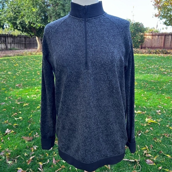 Lululemon Rest Less Half Zip Pullover Seamless | Black Dark Cast Grey | Size 12 - Picture 2 of 12